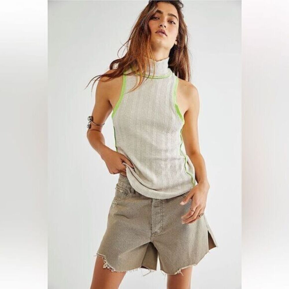 FREE PEOPLE GRAY MOCK TOP